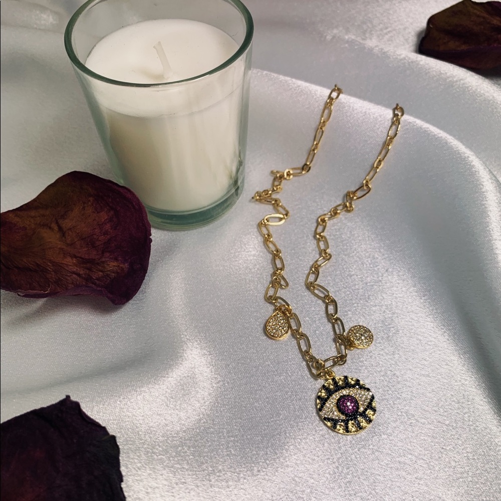 Magenta evil eye necklace 🧿💜
